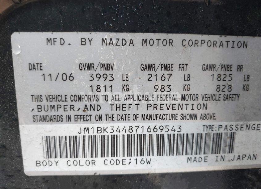 Photo 9 of 2007 Mazda Mazda3 S GRAND TOURING (VIN JM1BK344871669543)