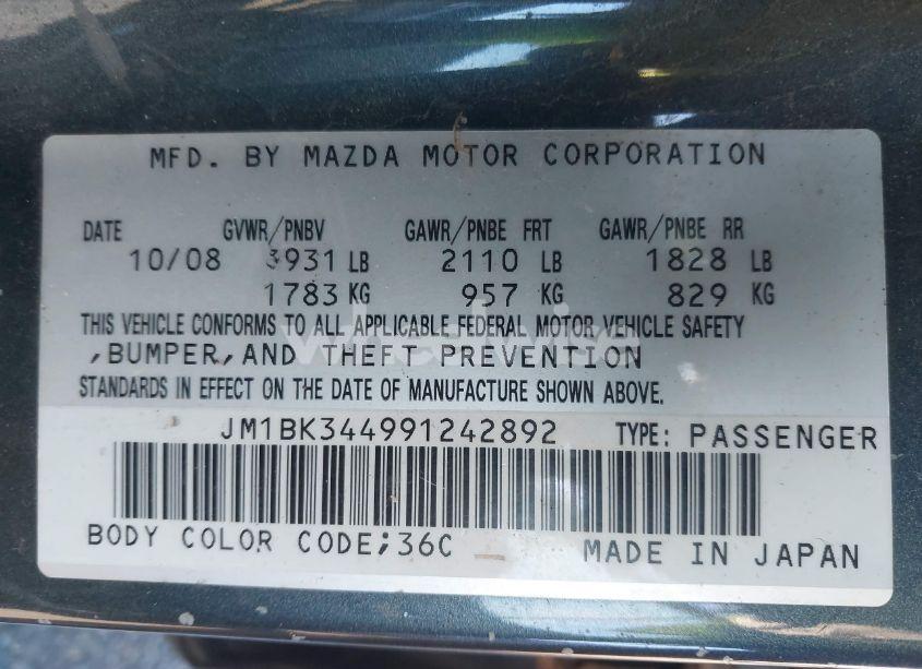 Photo 9 of 2009 Mazda Mazda3 S GRAND TOURING (VIN JM1BK344991242892)