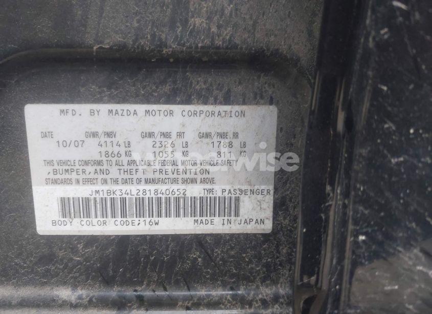 Photo 9 of 2008 Mazda Mazdaspeed3 GRAND TOURING (VIN JM1BK34L281840652)