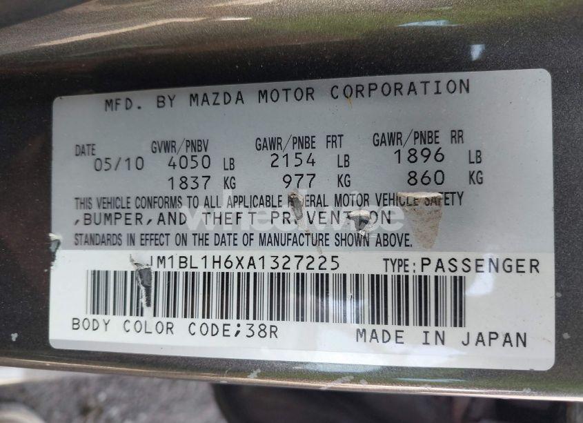 Photo 9 of 2010 Mazda Mazda3 S SPORT (VIN JM1BL1H6XA1327225)