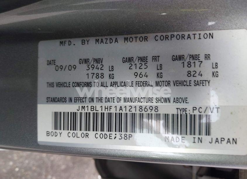Photo 9 of 2010 Mazda Mazda3 GX (VIN JM1BL1HF1A1218698)