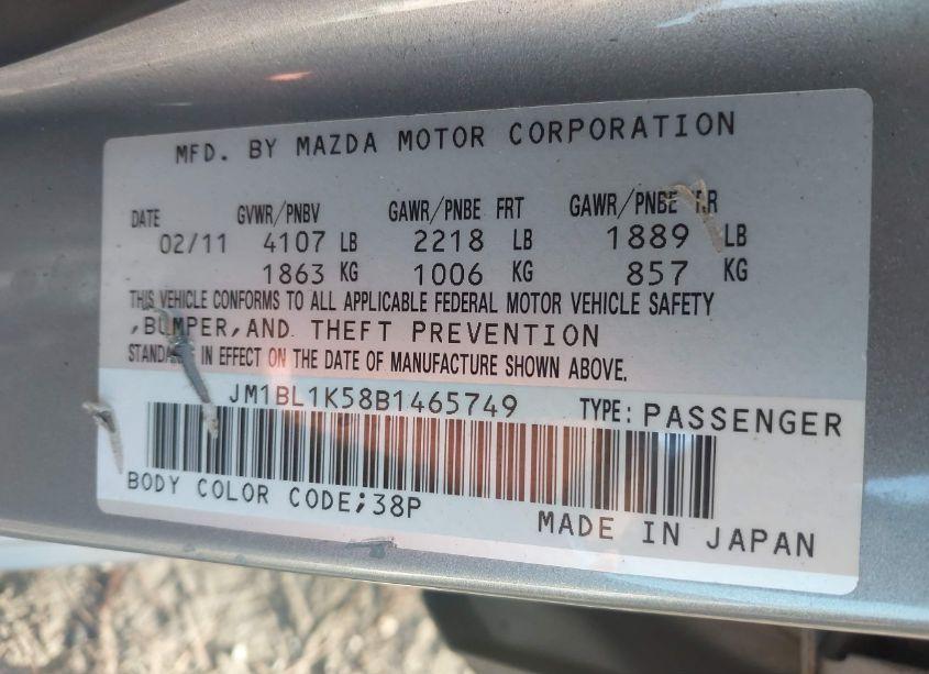 Photo 9 of 2011 Mazda Mazda3 S SPORT (VIN JM1BL1K58B1465749)