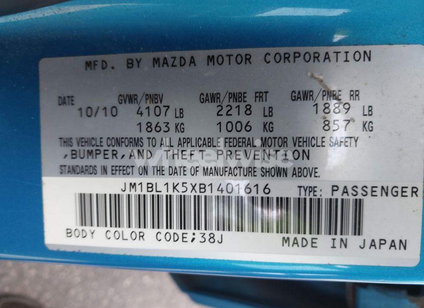 Photo 9 of 2011 Mazda Mazda3 S SPORT (VIN JM1BL1K5XB1401616)