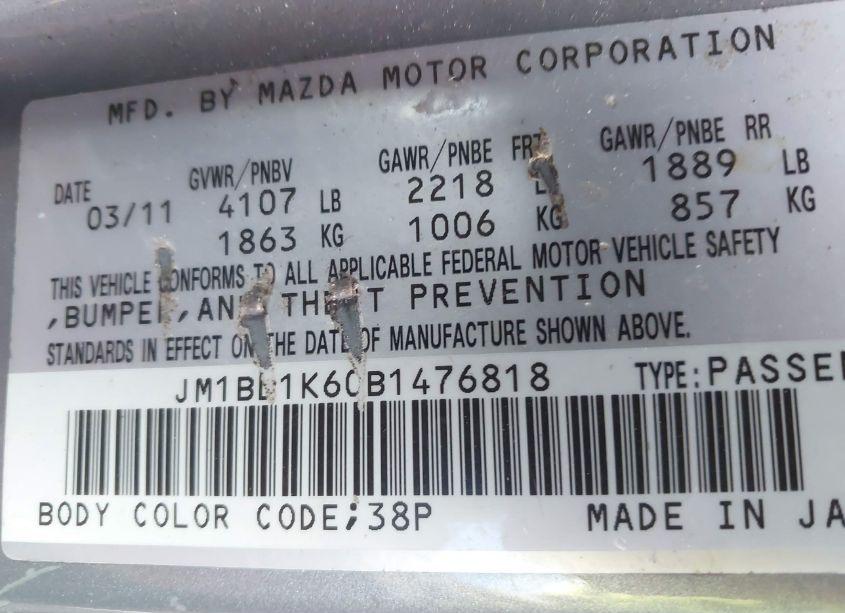 Photo 9 of 2011 Mazda Mazda3 S SPORT (VIN JM1BL1K60B1476818)