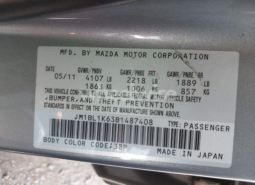 Photo 9 of 2011 Mazda Mazda3 S SPORT (VIN JM1BL1K63B1487408)