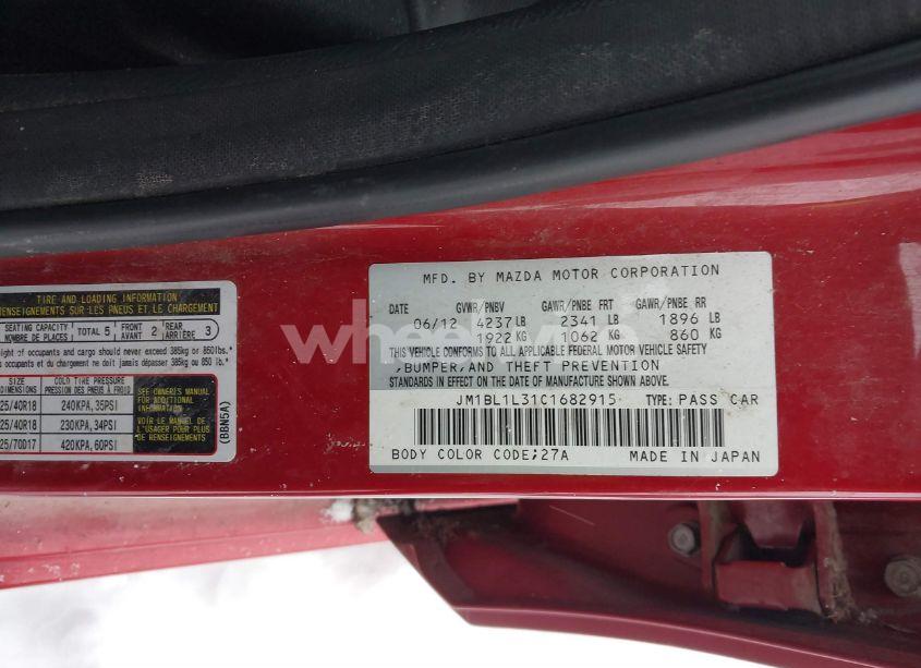 Photo 9 of 2012 Mazda Mazda3 (VIN JM1BL1L31C1682915)
