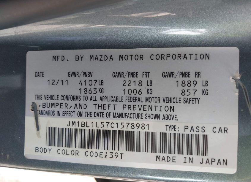 Photo 9 of 2012 Mazda Mazda3 S TOURING (VIN JM1BL1L57C1578981)