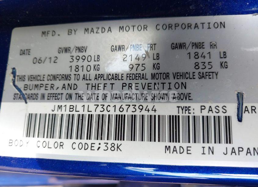 Photo 9 of 2012 Mazda Mazda3 I TOURING (VIN JM1BL1L73C1673944)