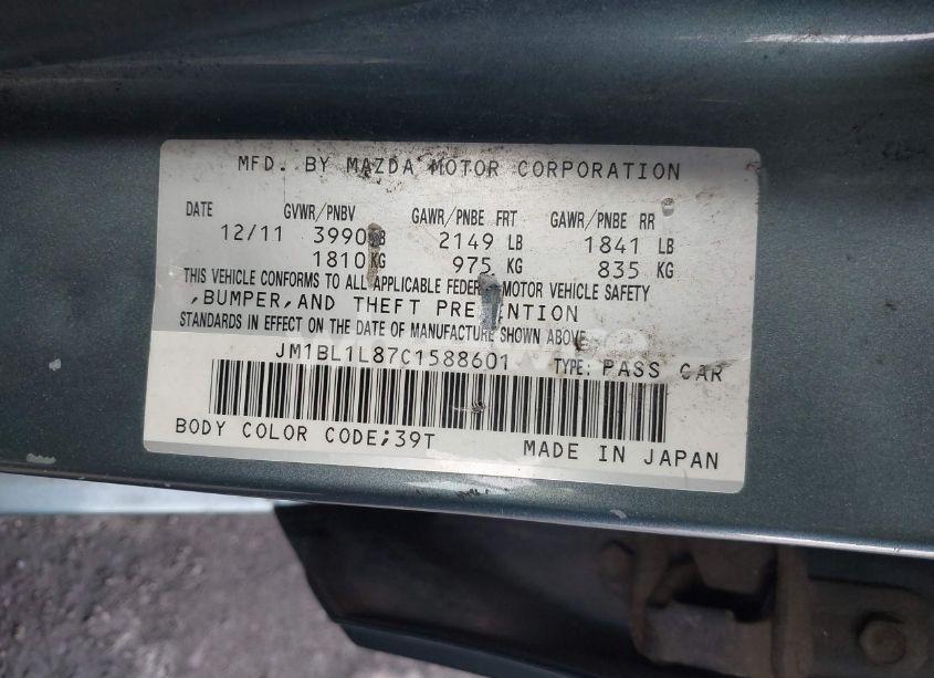 Photo 9 of 2012 Mazda Mazda3 I TOURING (VIN JM1BL1L87C1588601)