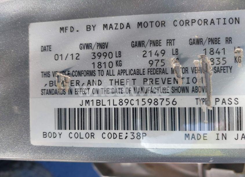 Photo 9 of 2012 Mazda Mazda3 I TOURING (VIN JM1BL1L89C1598756)