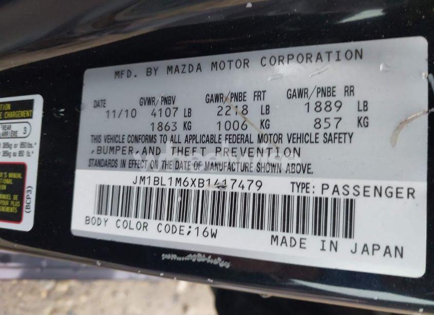 Photo 9 of 2011 Mazda Mazda3 S GRAND TOURING (VIN JM1BL1M6XB1417479)