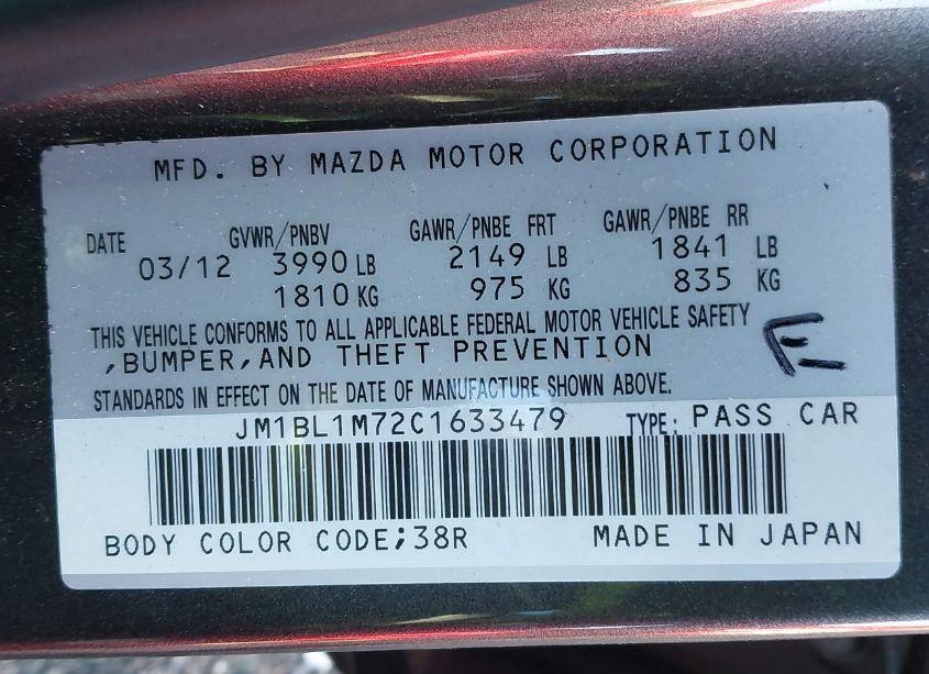 Photo 9 of 2012 Mazda Mazda3 I GRAND TOURING (VIN JM1BL1M72C1633479)