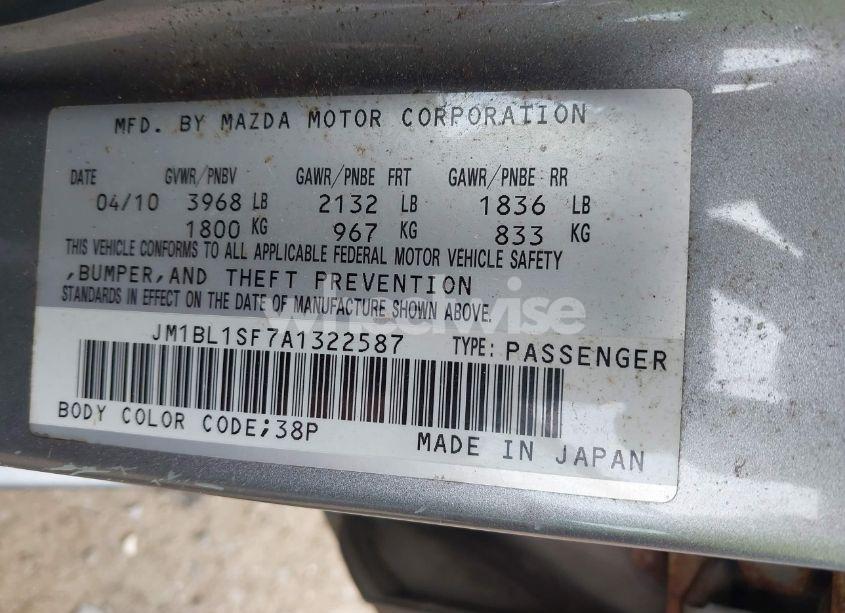 Photo 9 of 2010 Mazda Mazda3 I SPORT (VIN JM1BL1SF7A1322587)