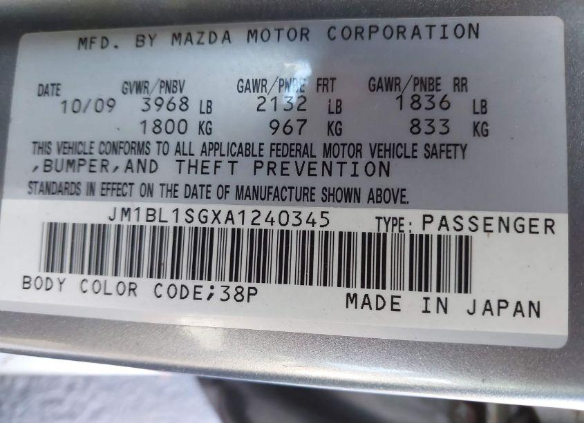 Photo 9 of 2010 Mazda Mazda3 I SPORT (VIN JM1BL1SGXA1240345)