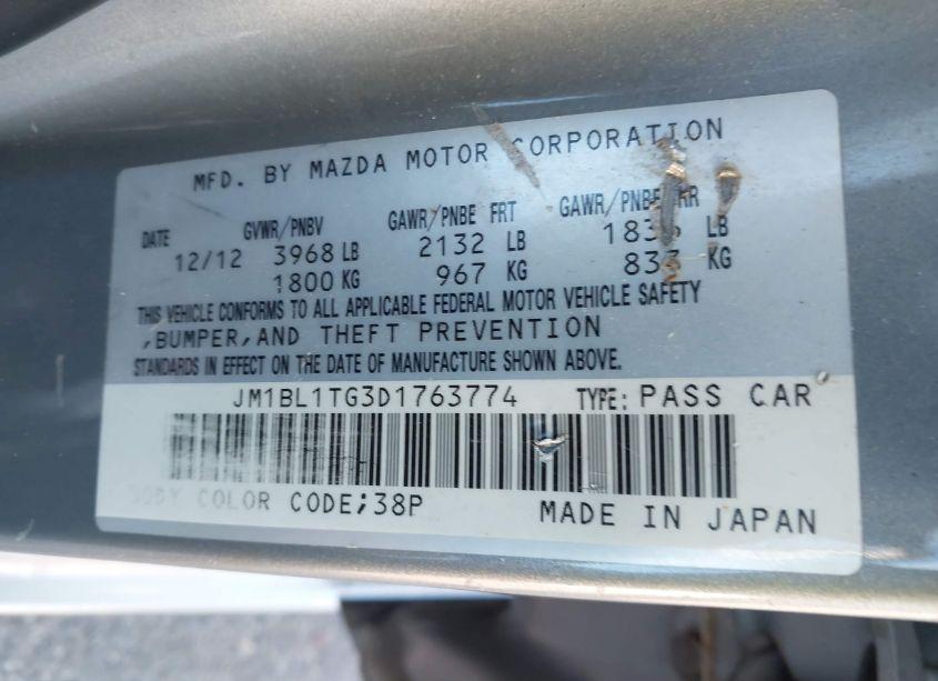 Photo 9 of 2013 Mazda Mazda3 I SV (VIN JM1BL1TG3D1763774)