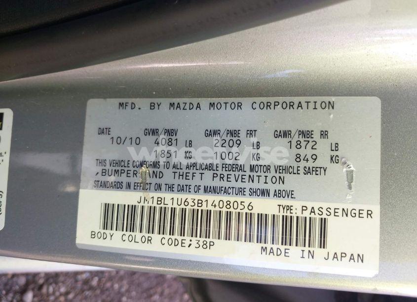 Photo 9 of 2011 Mazda Mazda3 S SPORT (VIN JM1BL1U63B1408056)