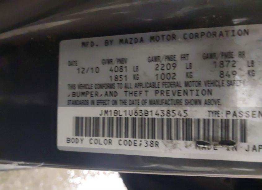 Photo 9 of 2011 Mazda Mazda3 S SPORT (VIN JM1BL1U63B1438545)