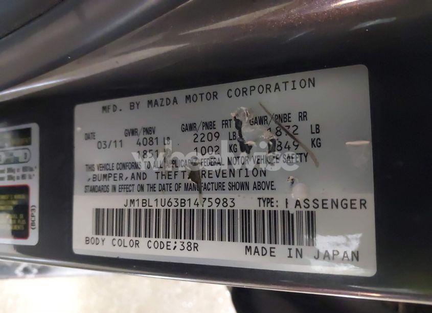 Photo 9 of 2011 Mazda Mazda3 S SPORT (VIN JM1BL1U63B1475983)