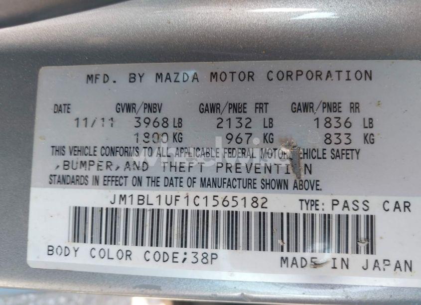 Photo 9 of 2012 Mazda Mazda3 I SPORT (VIN JM1BL1UF1C1565182)