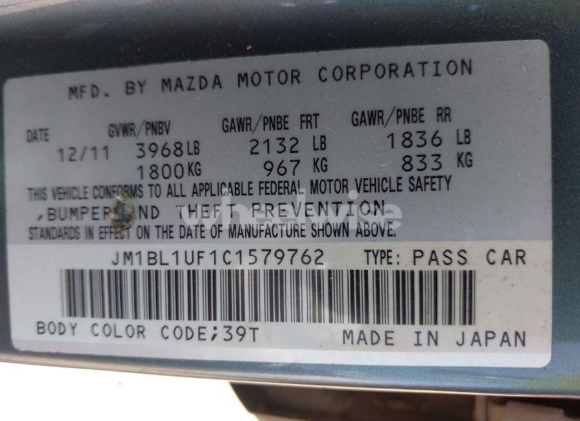Photo 9 of 2012 Mazda Mazda3 I SPORT (VIN JM1BL1UF1C1579762)