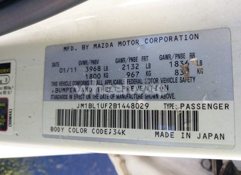 Photo 9 of 2011 Mazda Mazda3 I SPORT (VIN JM1BL1UF2B1448029)