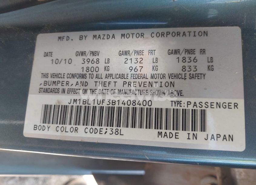 Photo 9 of 2011 Mazda Mazda3 I SPORT (VIN JM1BL1UF3B1408400)