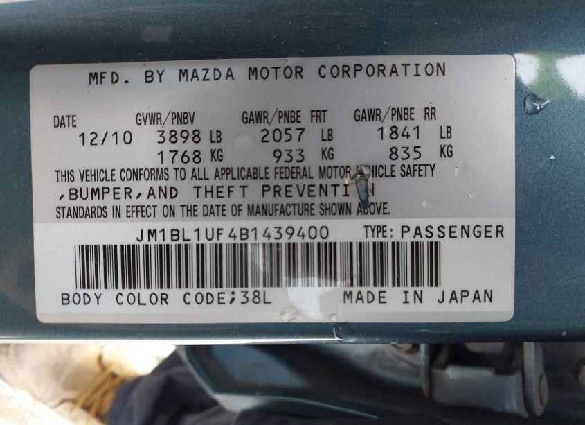 Photo 9 of 2011 Mazda Mazda3 I SPORT (VIN JM1BL1UF4B1439400)