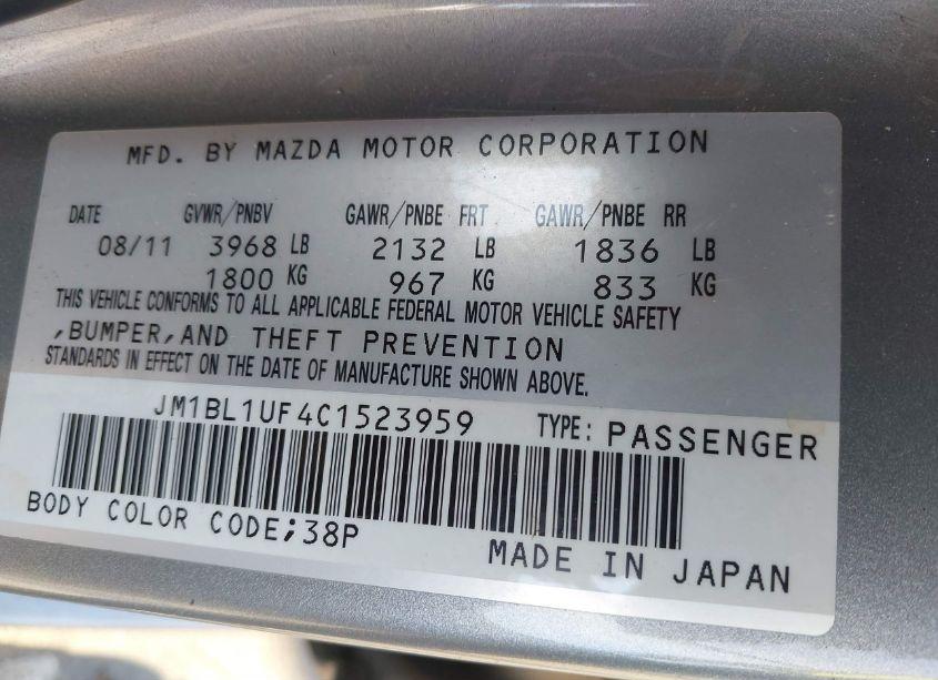 Photo 9 of 2012 Mazda Mazda3 I SPORT (VIN JM1BL1UF4C1523959)