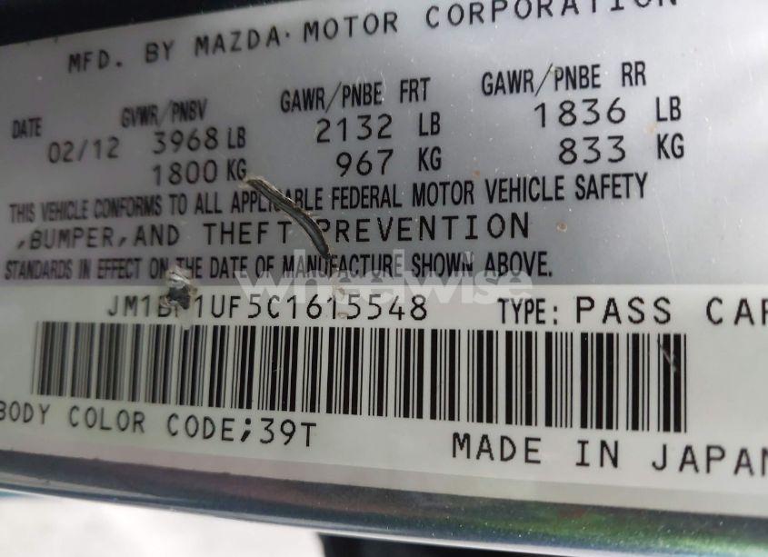 Photo 9 of 2012 Mazda Mazda3 I SPORT (VIN JM1BL1UF5C1615548)