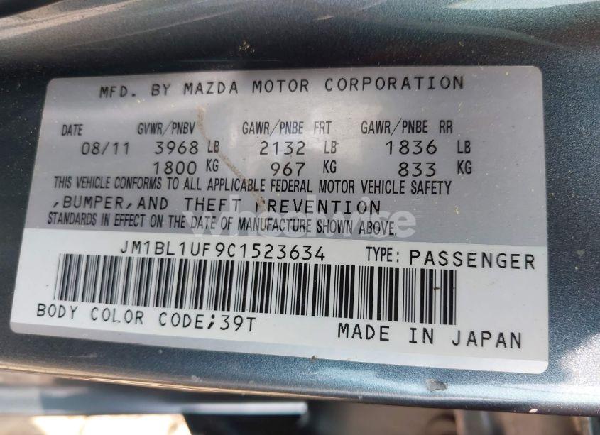 Photo 9 of 2012 Mazda Mazda3 I SPORT (VIN JM1BL1UF9C1523634)
