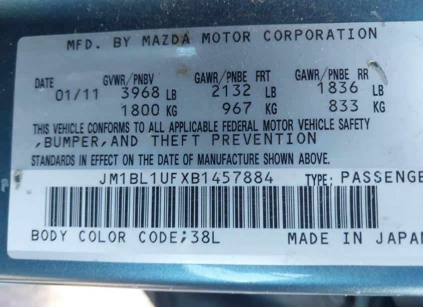 Photo 9 of 2011 Mazda Mazda3 I SPORT (VIN JM1BL1UFXB1457884)