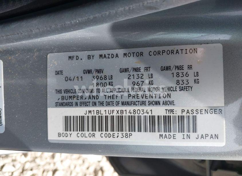 Photo 9 of 2011 Mazda Mazda3 I SPORT (VIN JM1BL1UFXB1480341)