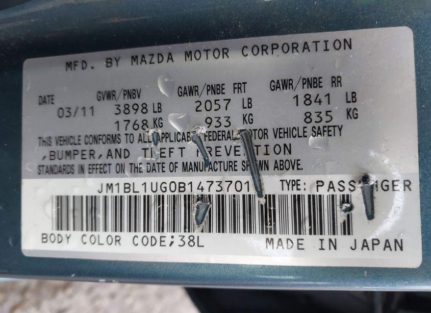 Photo 9 of 2011 Mazda Mazda3 I SPORT (VIN JM1BL1UG0B1473701)