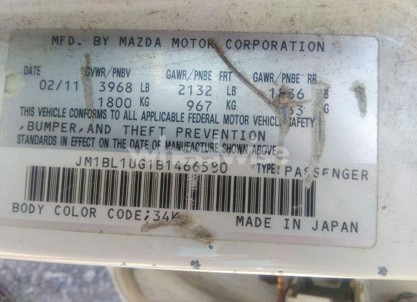 Photo 9 of 2011 Mazda Mazda3 I SPORT (VIN JM1BL1UG1B1466580)