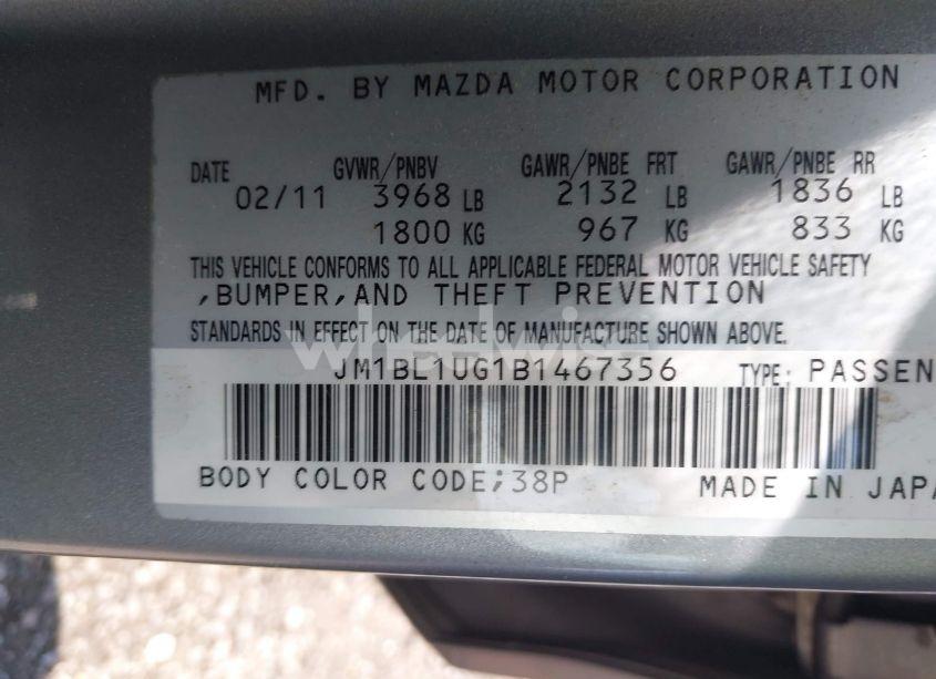Photo 9 of 2011 Mazda Mazda3 I SPORT (VIN JM1BL1UG1B1467356)