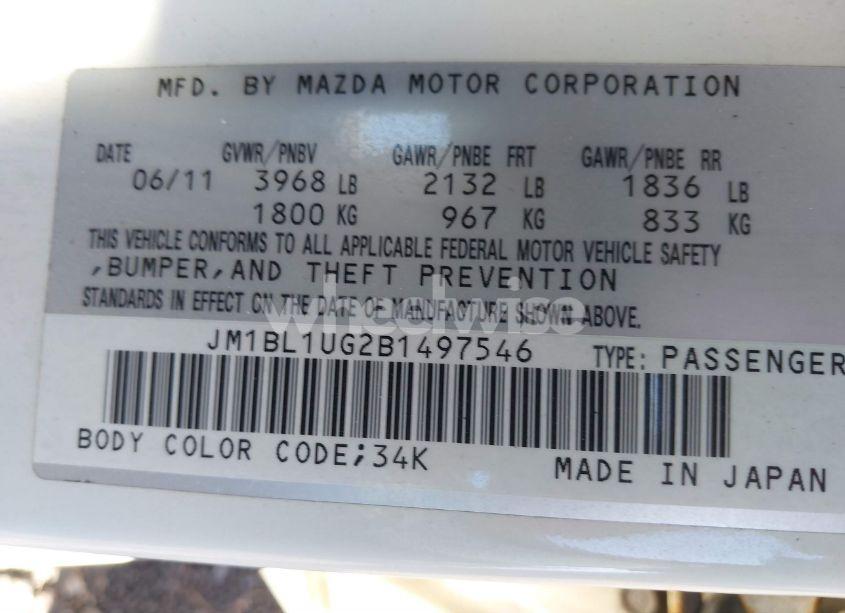 Photo 9 of 2011 Mazda Mazda3 I SPORT (VIN JM1BL1UG2B1497546)