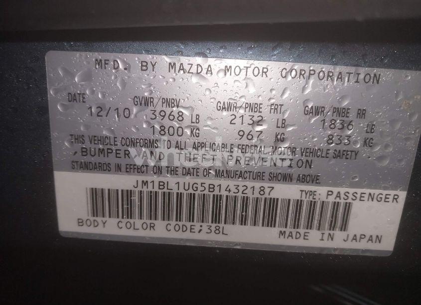 Photo 9 of 2011 Mazda Mazda3 I SPORT (VIN JM1BL1UG5B1432187)