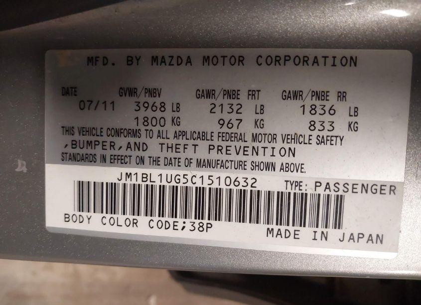 Photo 9 of 2012 Mazda Mazda3 I SPORT (VIN JM1BL1UG5C1510632)