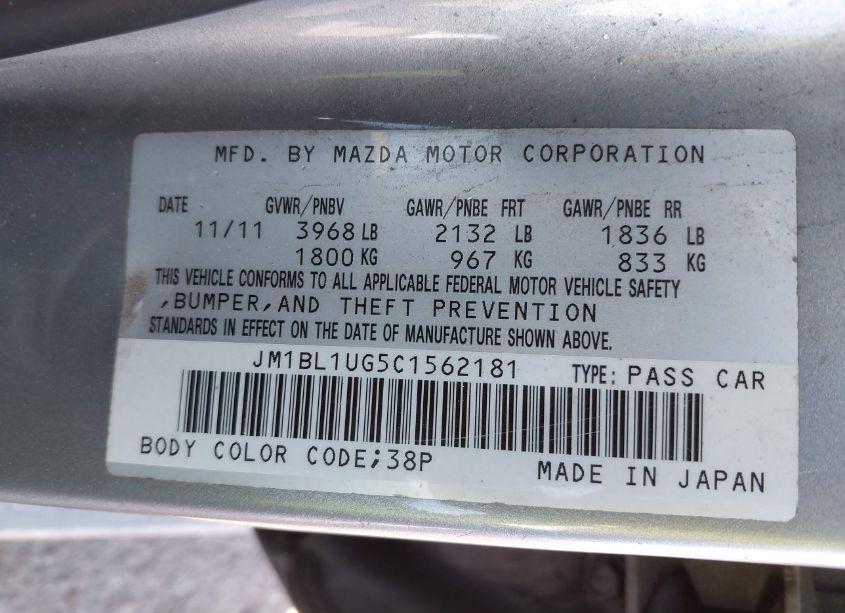 Photo 9 of 2012 Mazda Mazda3 I SPORT (VIN JM1BL1UG5C1562181)