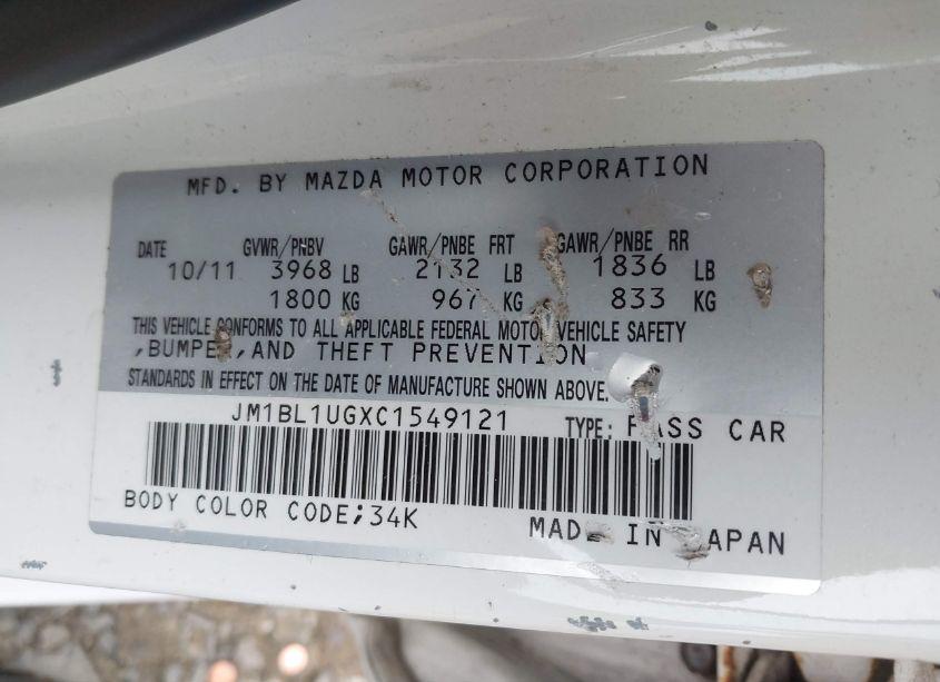 Photo 9 of 2012 Mazda Mazda3 I SPORT (VIN JM1BL1UGXC1549121)