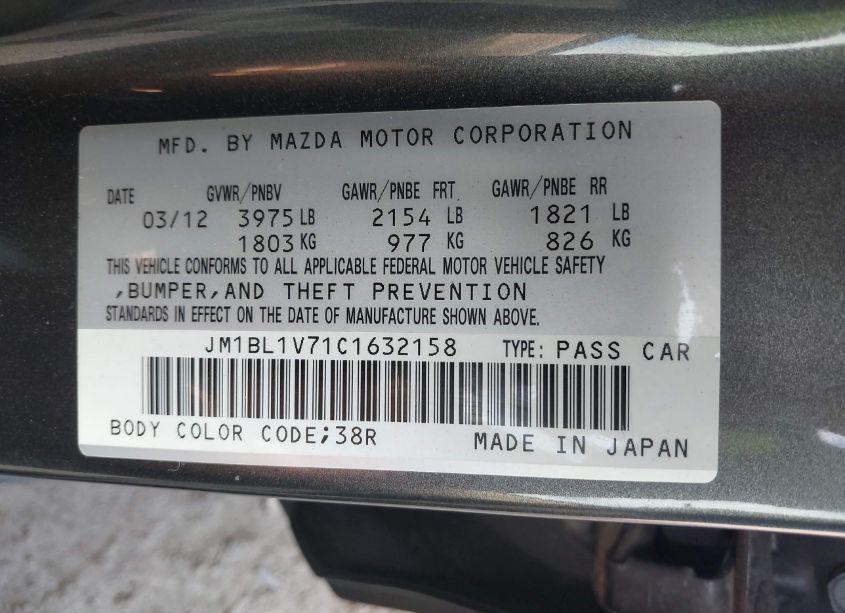 Photo 9 of 2012 Mazda Mazda3 I TOURING (VIN JM1BL1V71C1632158)