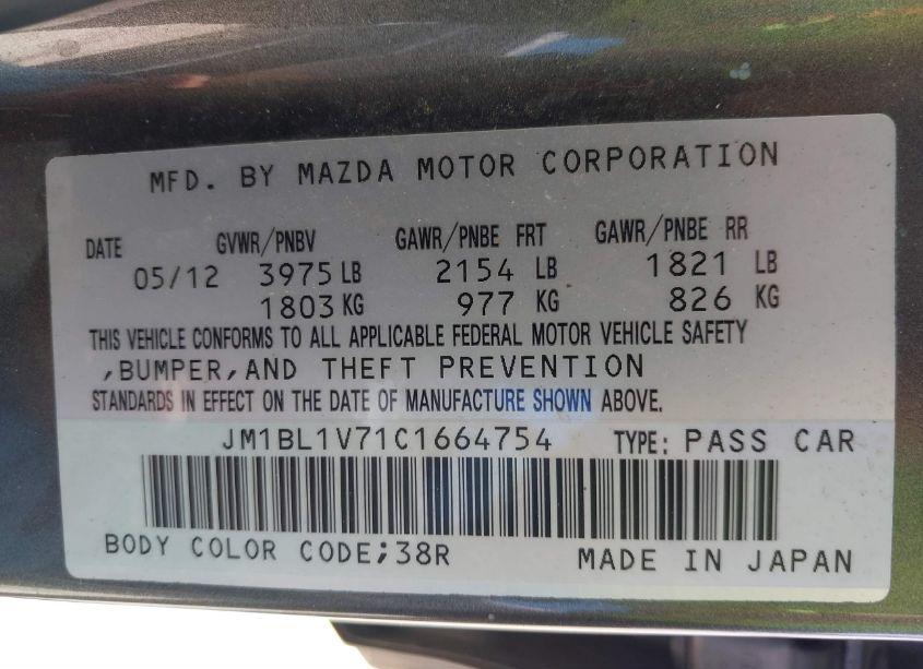 Photo 9 of 2012 Mazda Mazda3 I TOURING (VIN JM1BL1V71C1664754)