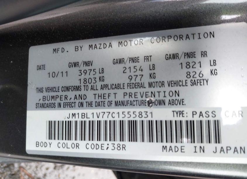 Photo 9 of 2012 Mazda Mazda3 I TOURING (VIN JM1BL1V77C1555831)