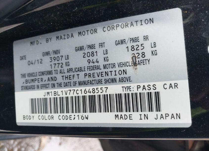 Photo 9 of 2012 Mazda Mazda3 I TOURING (VIN JM1BL1V77C1648557)