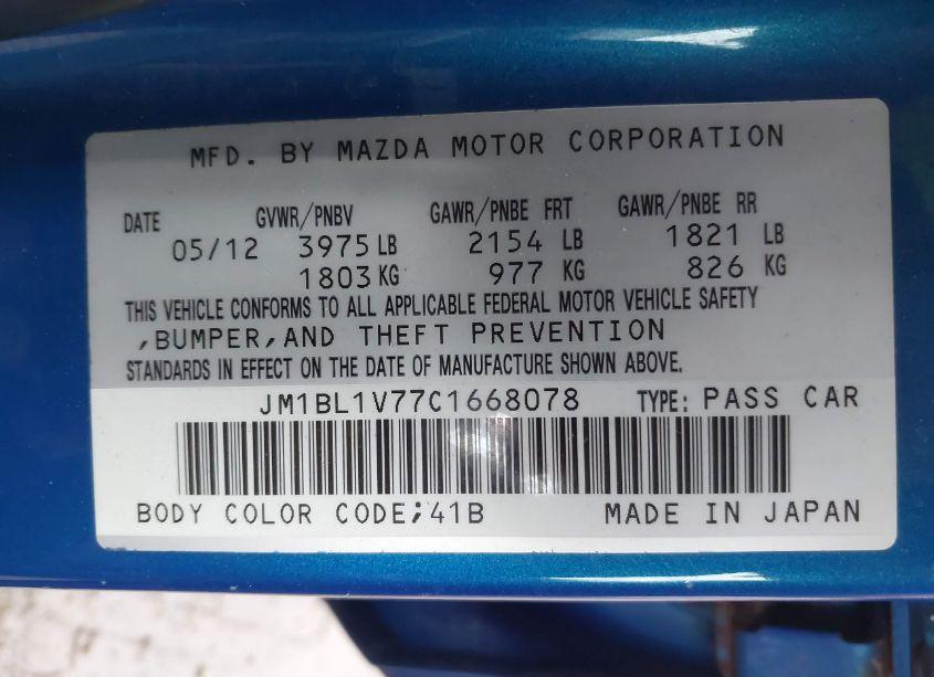 Photo 9 of 2012 Mazda Mazda3 I TOURING (VIN JM1BL1V77C1668078)