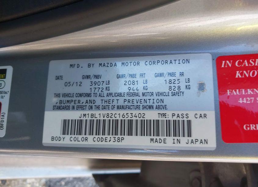 Photo 9 of 2012 Mazda Mazda3 I TOURING (VIN JM1BL1V82C1653402)