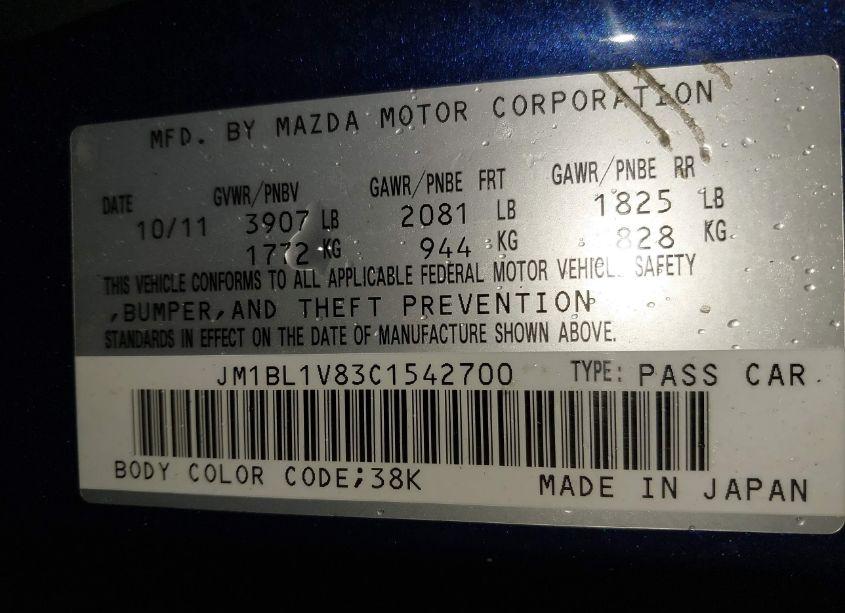 Photo 9 of 2012 Mazda Mazda3 I TOURING (VIN JM1BL1V83C1542700)