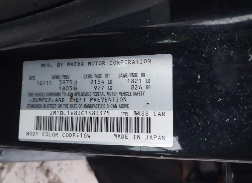 Photo 9 of 2012 Mazda Mazda3 I TOURING (VIN JM1BL1V83C1583375)