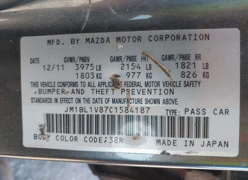 Photo 9 of 2012 Mazda Mazda3 I TOURING (VIN JM1BL1V87C1584187)