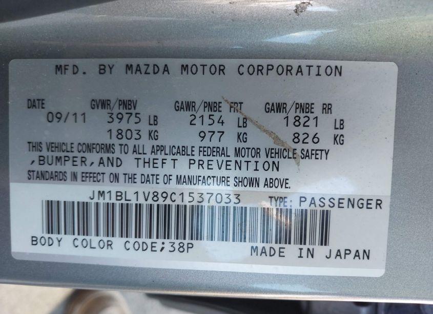 Photo 9 of 2012 Mazda Mazda3 I TOURING (VIN JM1BL1V89C1537033)